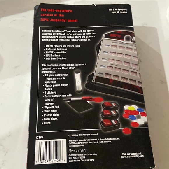ESPN JEOPARDY BOARD GAME ATTACHE SPORTS TRIVIA QUIZ CHALLENGE  2008 PRESSMAN New - Picture 4 of 6